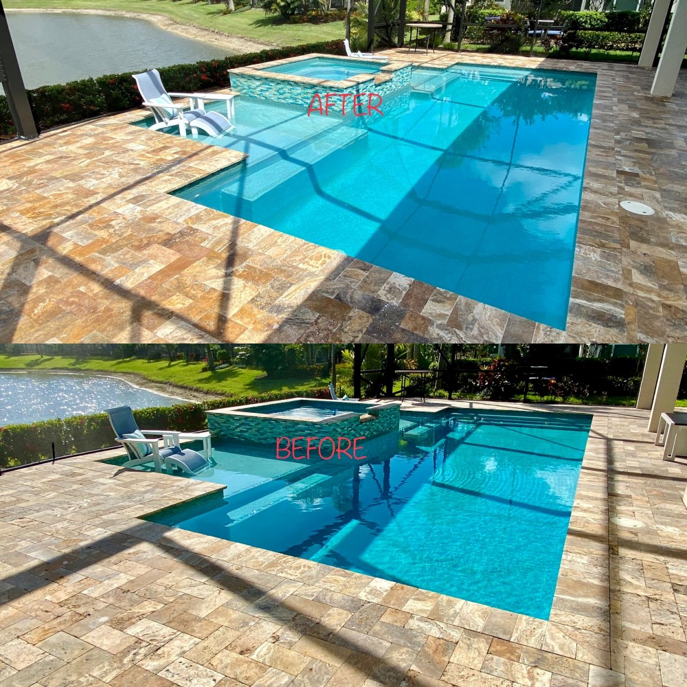 Travertine and paver cleaning and sealing